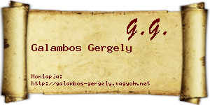 Galambos Gergely névjegykártya